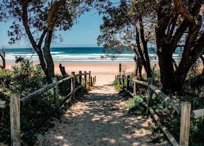 Beach access path leading to Sandy Beach with ocean views and surrounding greenery.